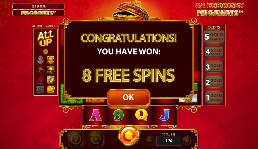 88 Fortunes Megaways free spins feature