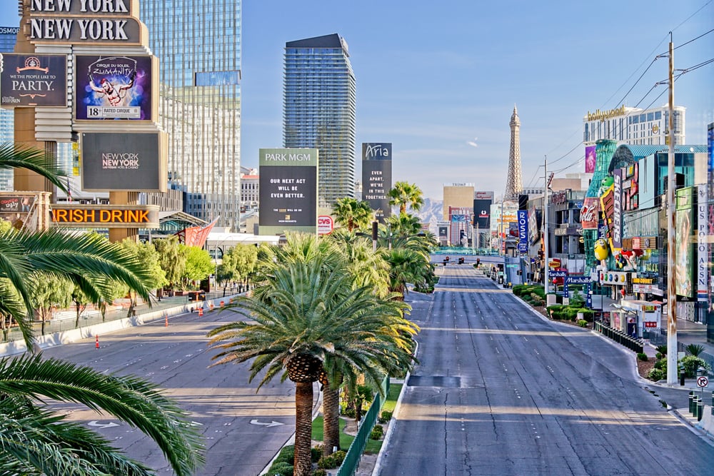 An empty Las Vegas Strip during coronavirus lockdowns